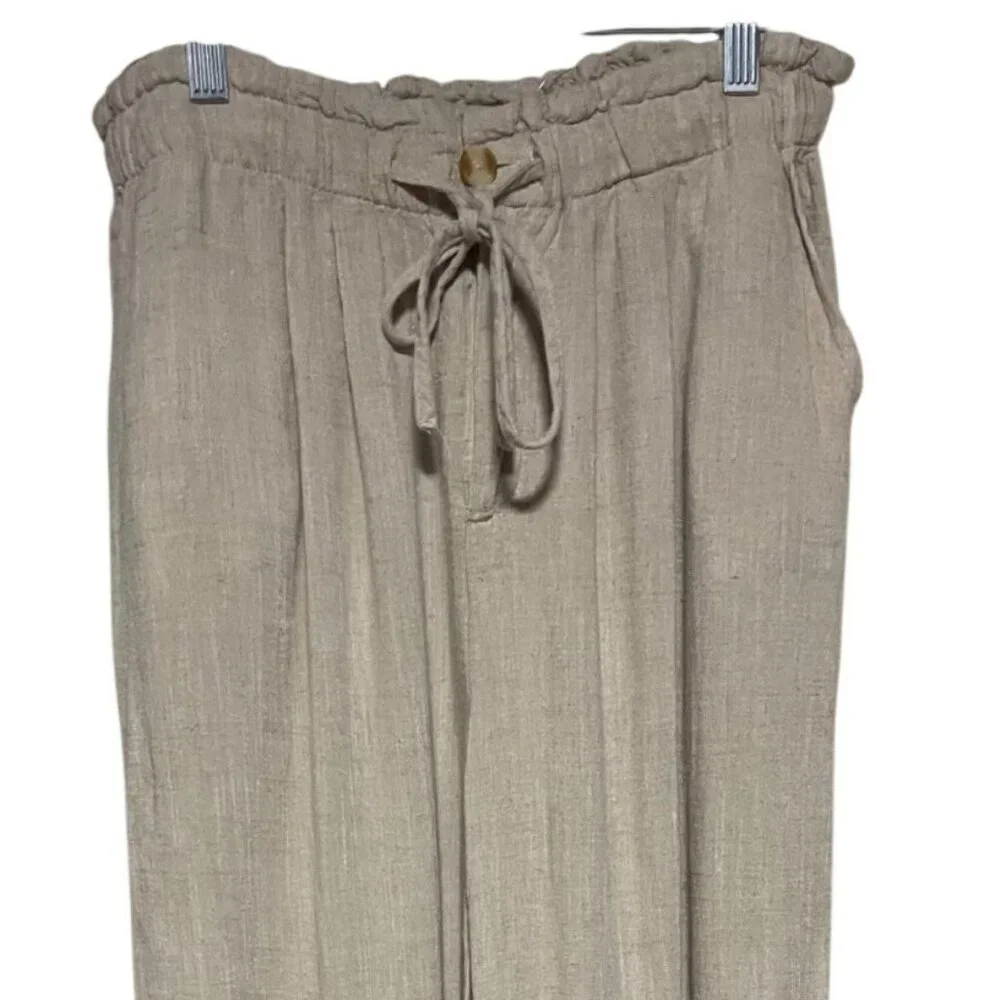 Thread & Supply Drawstring Wide-Leg Linen Blend Pants Natural Wheat Medium - Picture 7 of 8